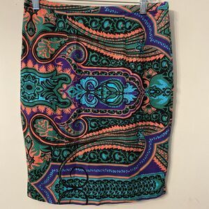 Plenty by Tracy Reese Vibrant Jewel Toned Pencil Skirt SZ 6 Paisley Fleur